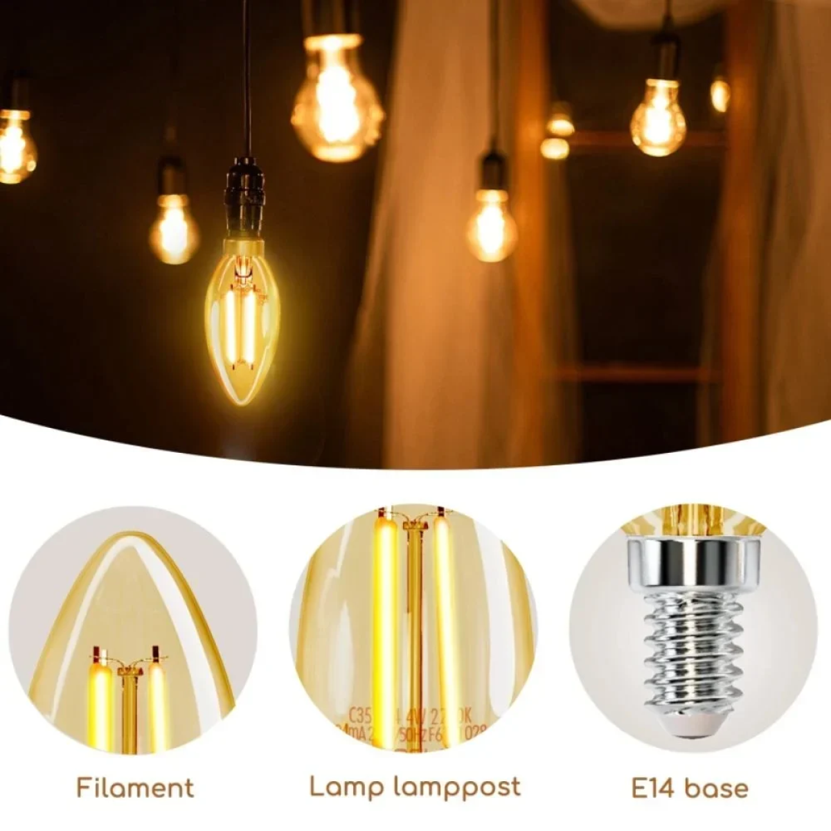 Λάμπα Νήματος LED C35 E14 4W 2200K Aigostar