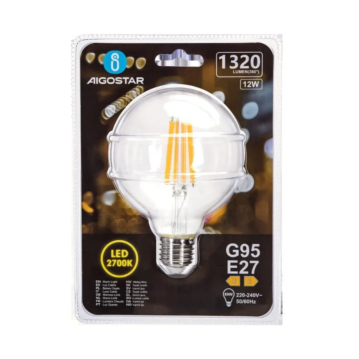 Λάμπα Νήματος LED G95 E27 12W 2700K Aigostar