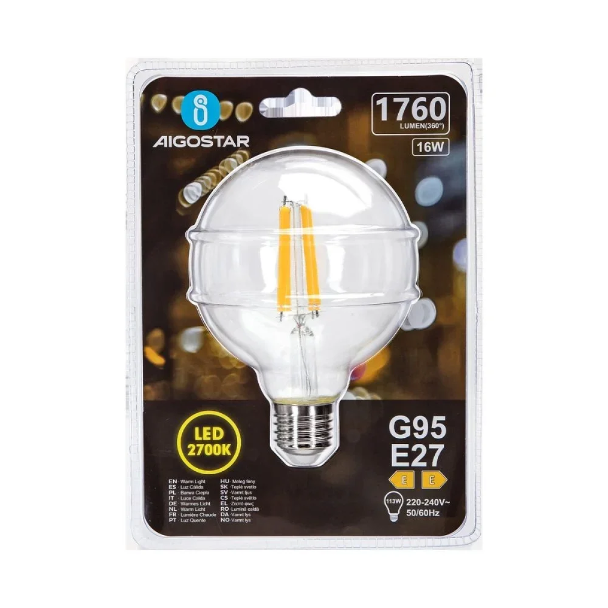 Λάμπα Νήματος LED G95 E27 16W 2700K Aigostar