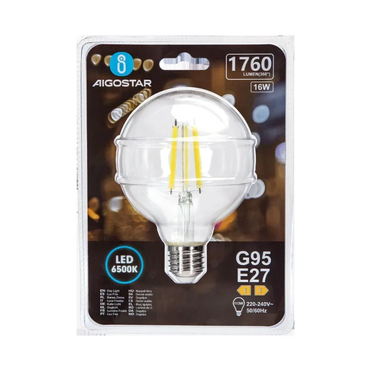 Λάμπα Νήματος LED G95 E27 16W 6500K Aigostar