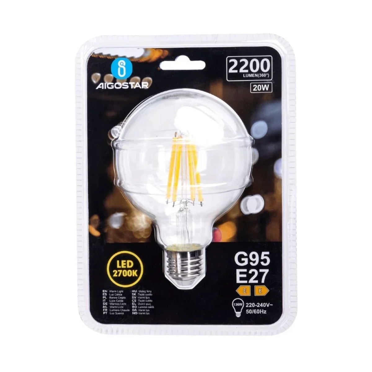 Λάμπα Νήματος LED G95 E27 20W 2700K Aigostar