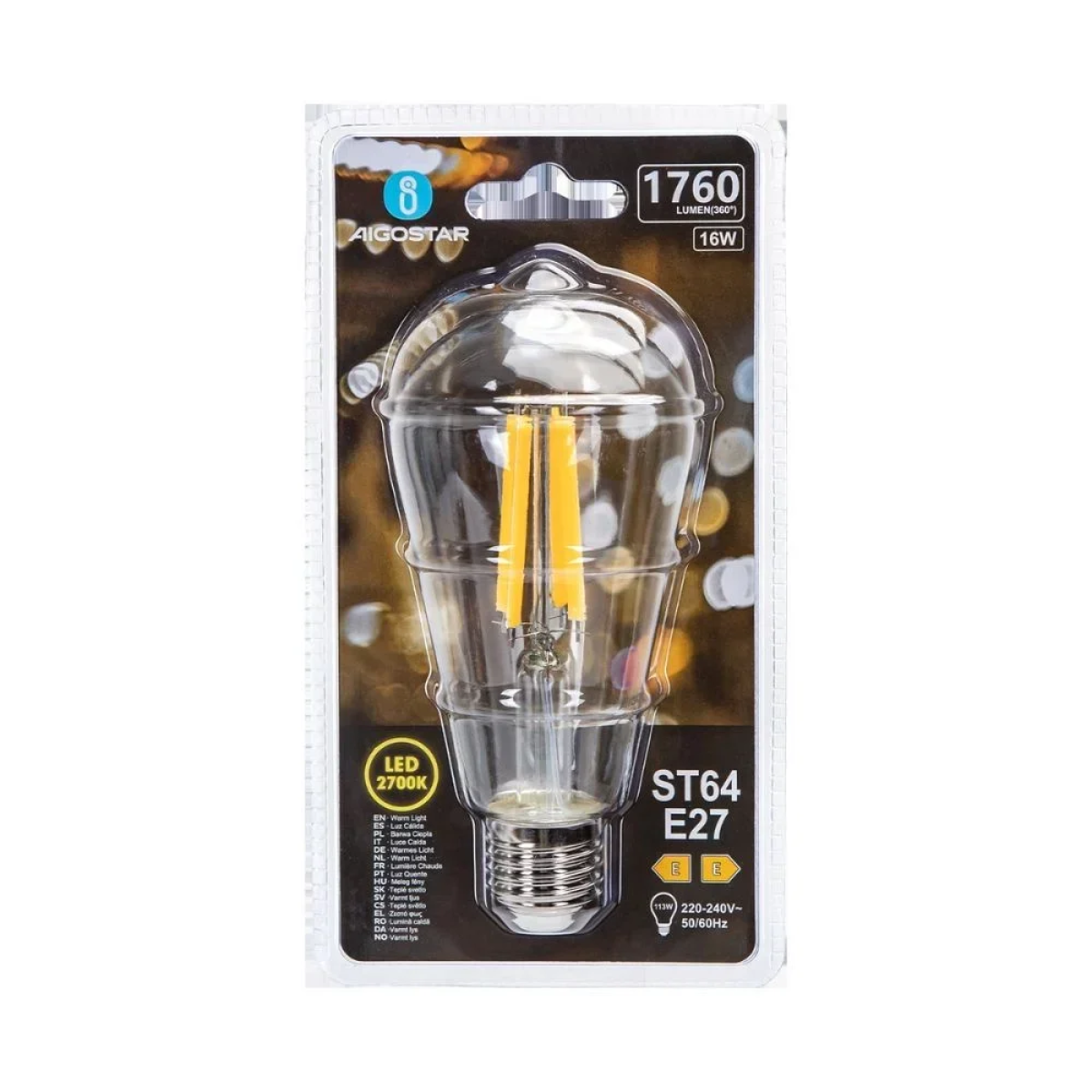 Λάμπα Νήματος LED ST64 E27 16W 2700K Aigostar