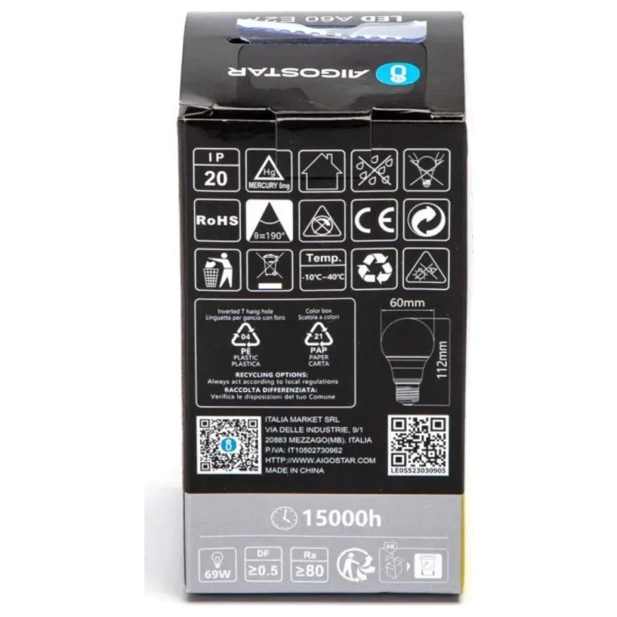 LED Λάμπα A60 E27 10W 4000K Aigostar