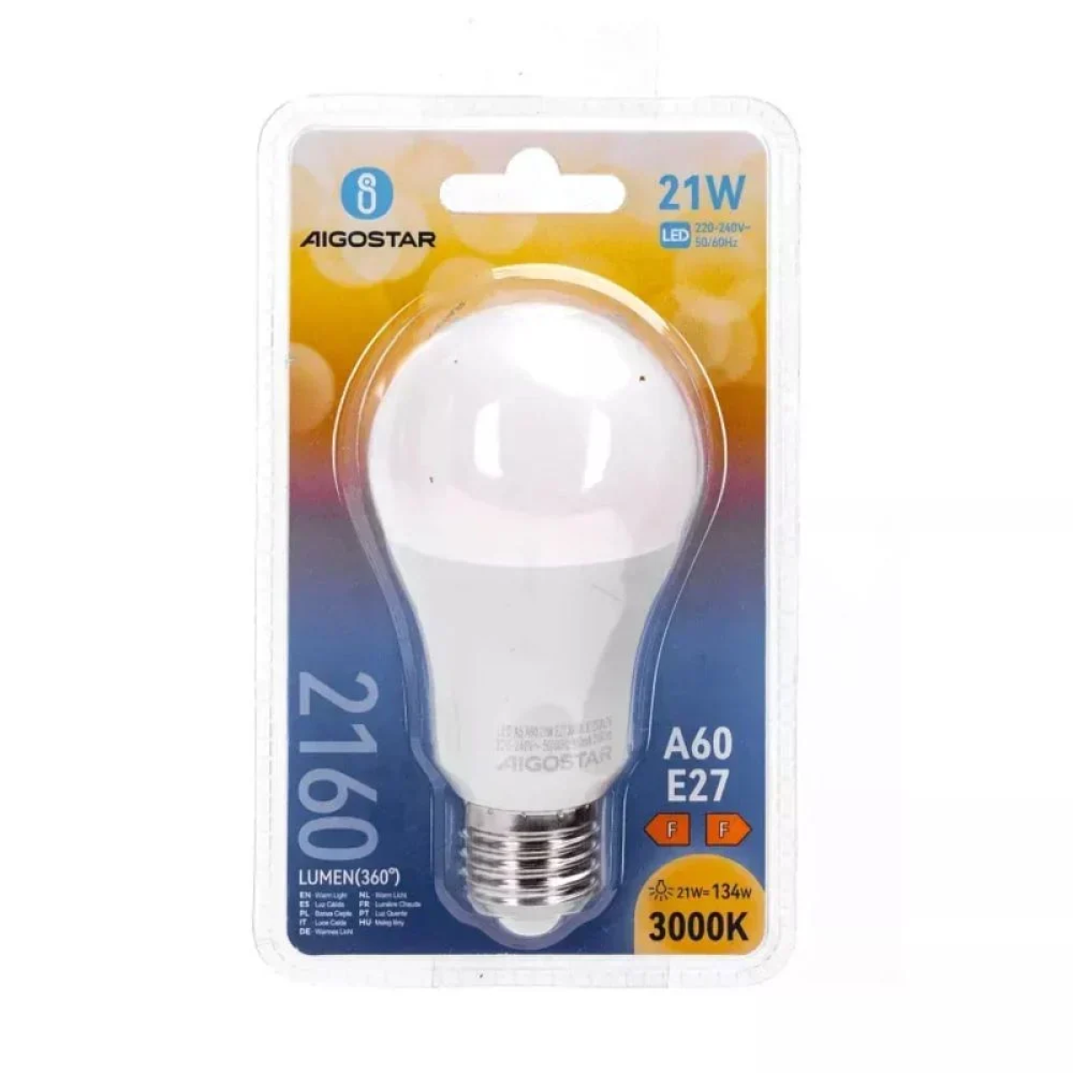 LED Λάμπα A60 E27 21W 3000K Aigostar