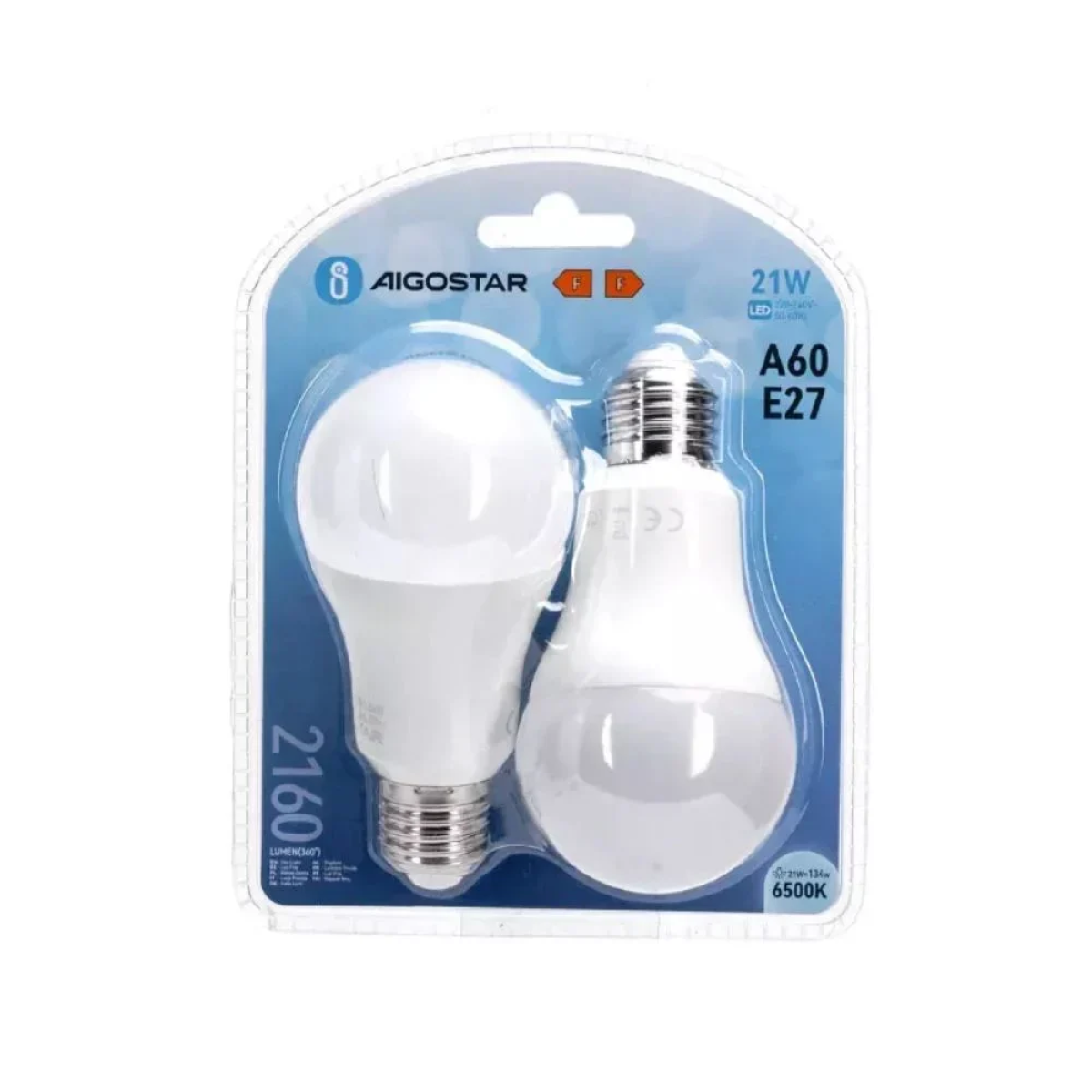 LED Λάμπα A60 E27 21W 6500K Aigostar 2τμχ