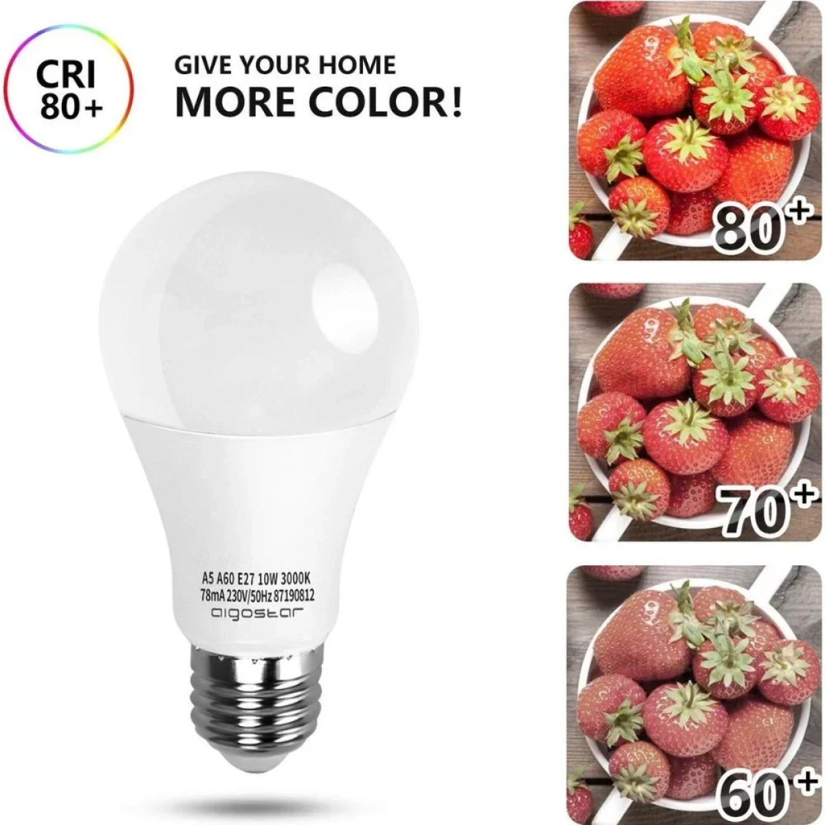 LED Λάμπα Aigostar A60 E27 10W 3000K