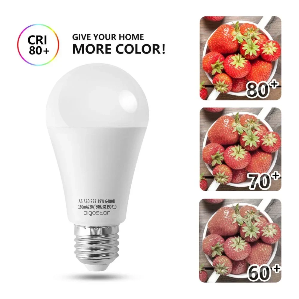 LED Λάμπα Aigostar A60 E27 19W 3000K