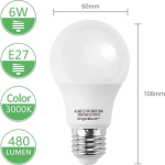 LED Λάμπα Aigostar A60 E27 6W 3000K
