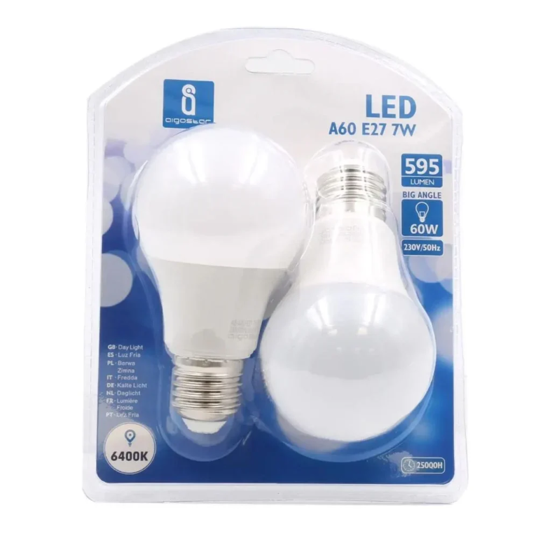 LED Λάμπα Aigostar A60 E27 7W 6400K 2τμχ