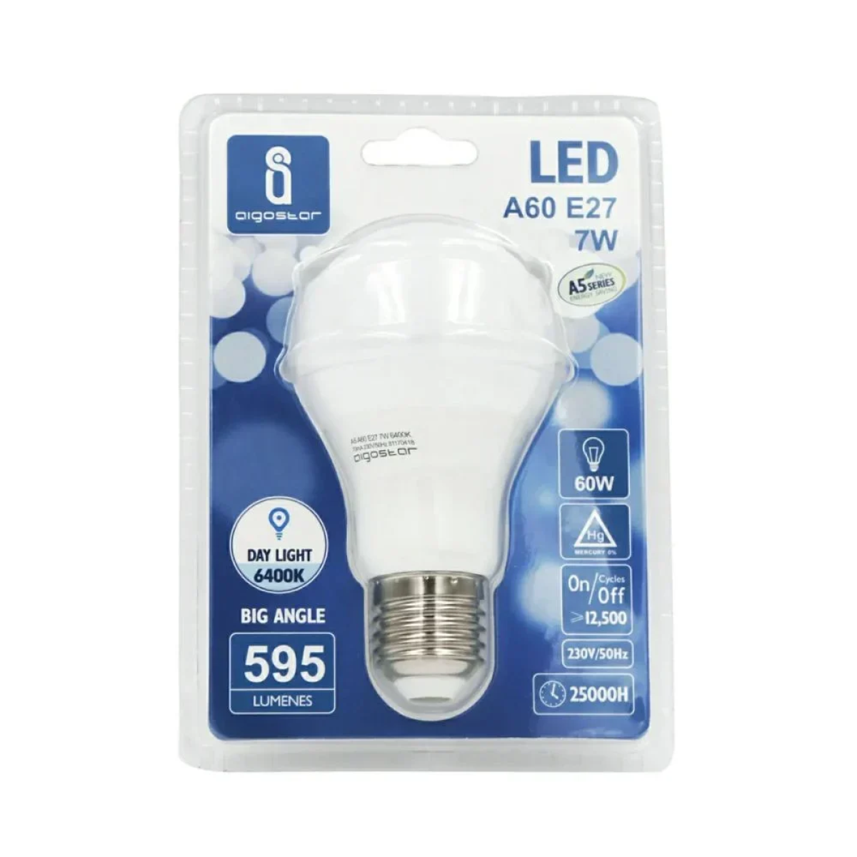 LED Λάμπα Aigostar A60 E27 7W 6400K
