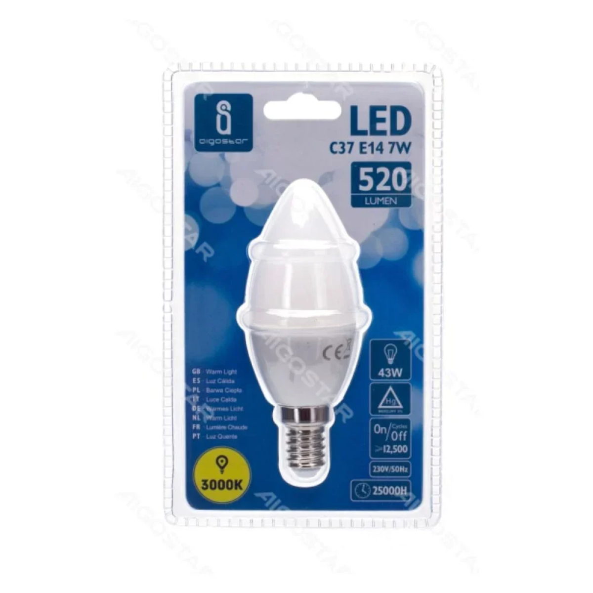 LED Λάμπα C37 E14 7W 3000K Aigostar