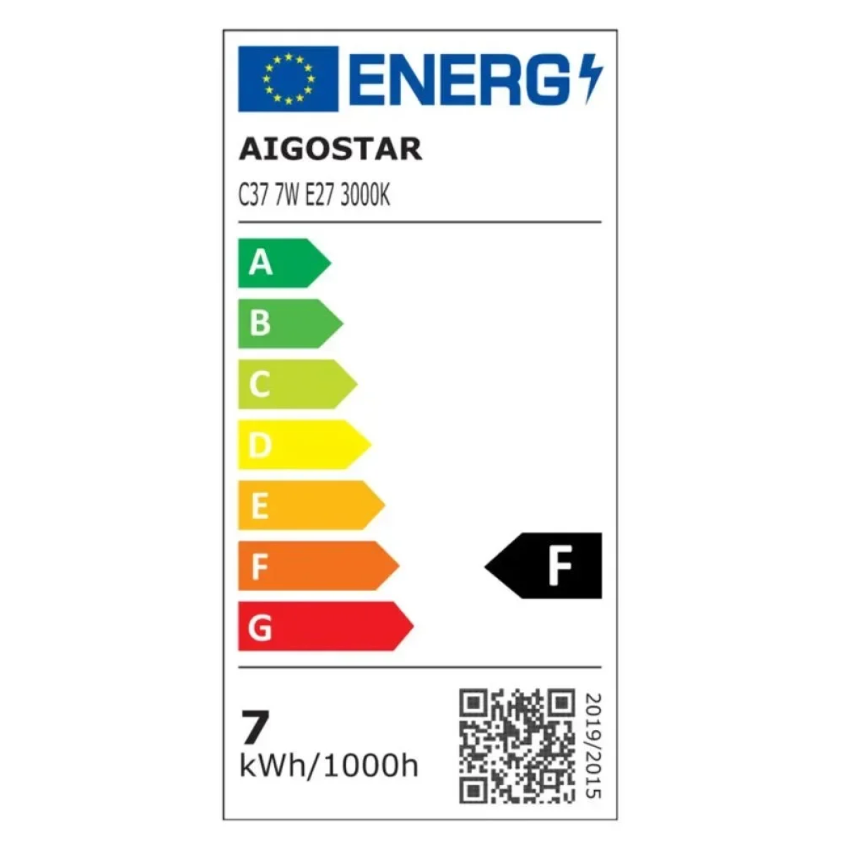 LED Λάμπα C37 E27 7W 3000K Aigostar