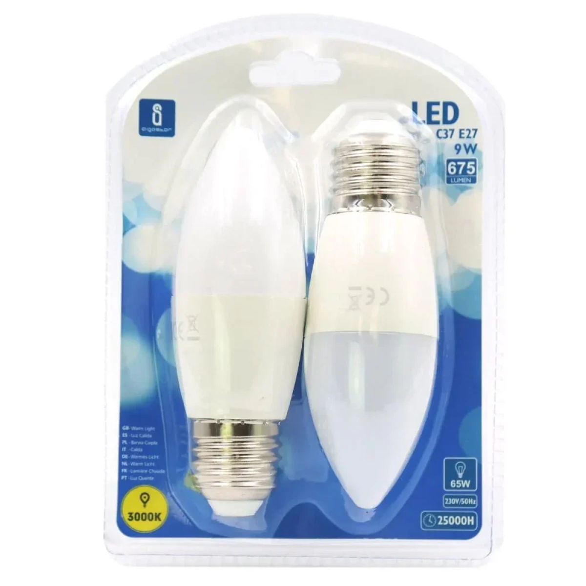 LED Λάμπα C37 E27 9W 3000K Aigostar 2τμχ