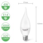 LED Λάμπα CL37 E14 4W 3000K Aigostar