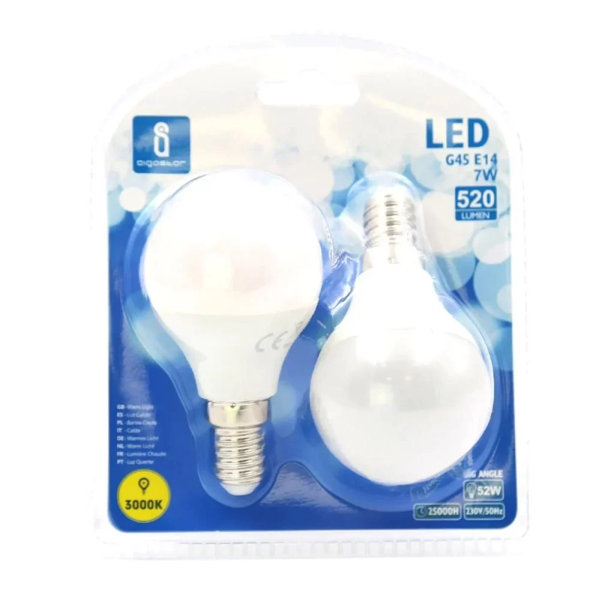 LED Λάμπα G45 E14 7W 3000K Aigostar 2τμχ