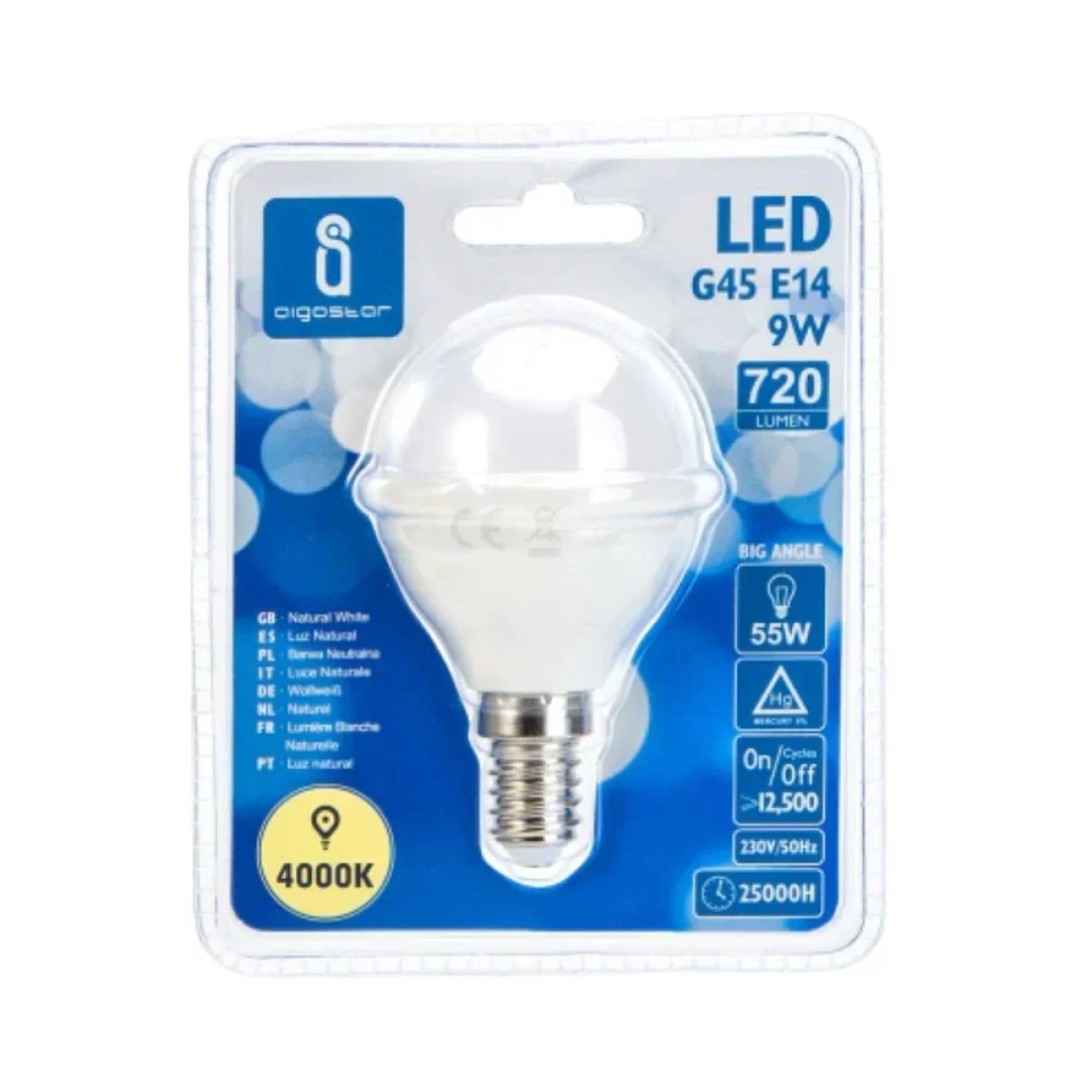 LED Λάμπα G45 E14 9W 4000K Aigostar