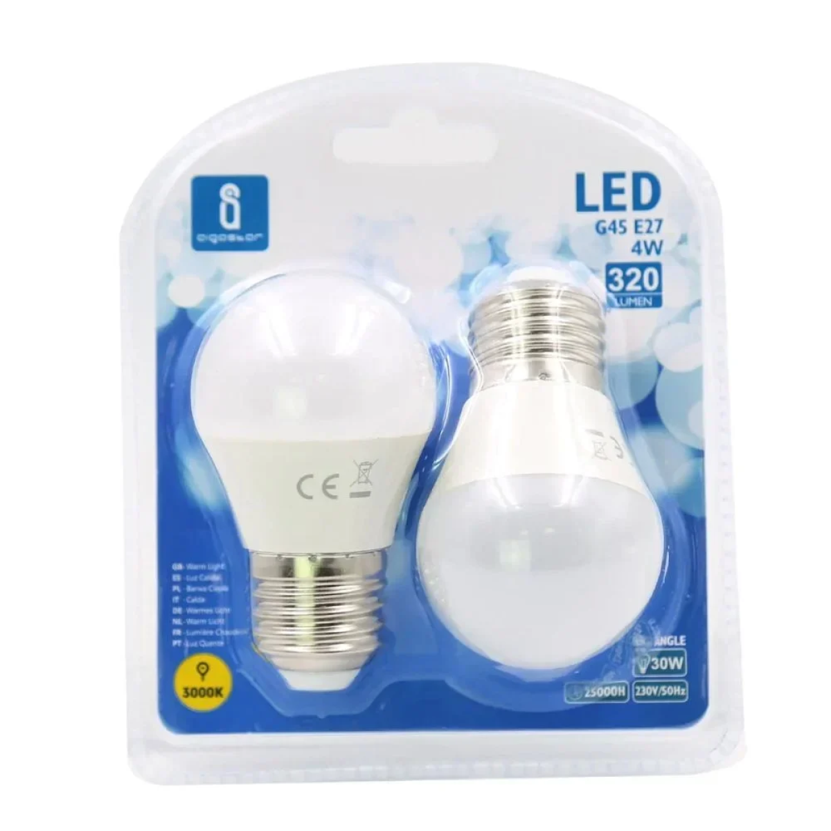 LED Λάμπα G45 E27 4W 3000K Aigostar 2τμχ