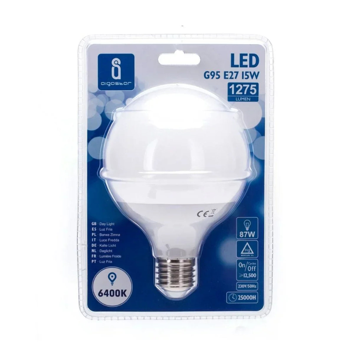 LED Λάμπα G95 E27 15W 6500K Aigostar