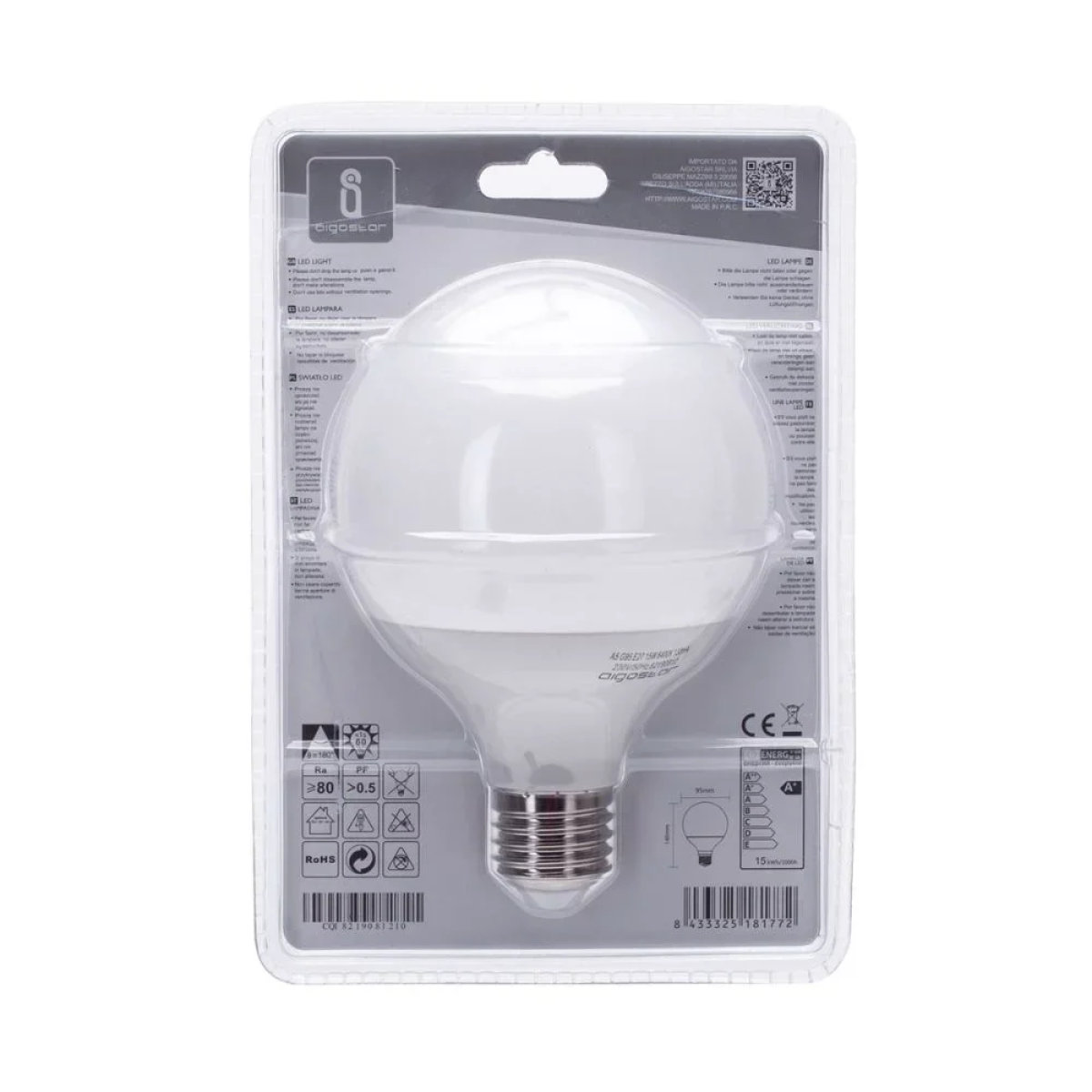 LED Λάμπα G95 E27 15W 6500K Aigostar