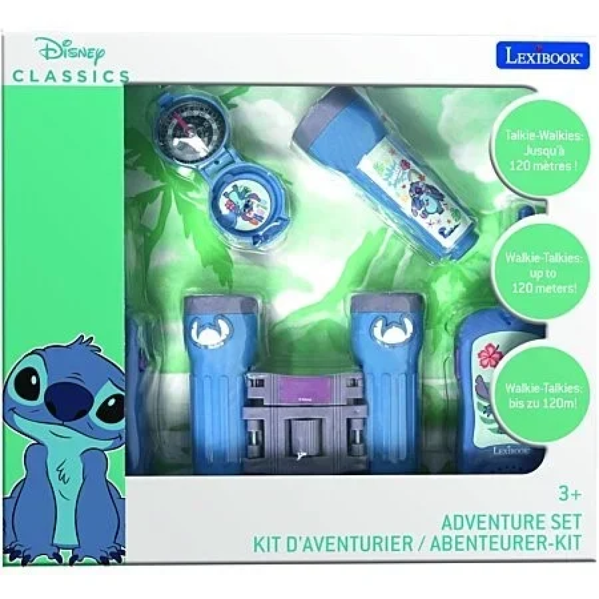 Lexibook Σετ Περιπέτειας Stitch με Walkie Talkies, Κιάλια, Φακό & Πυξίδα RPTW12D