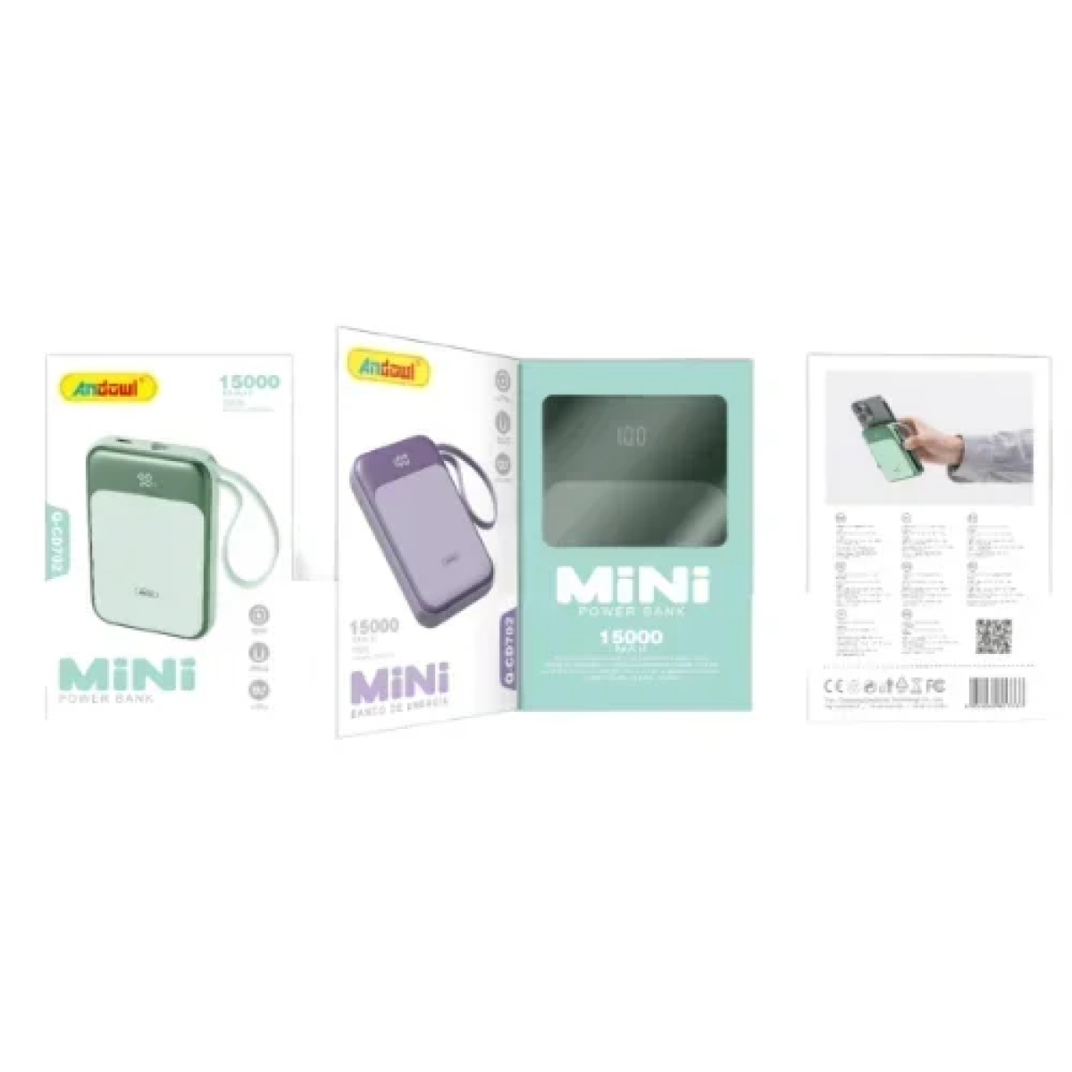 Μίνι Power Bank 15000mAh Πράσινο Andowl Q-CD702