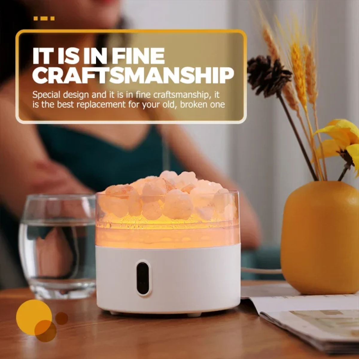 Mini Υγραντήρας και Διαχυτής Αρώματος Κρυσταλλικού Αλατιού 220ml