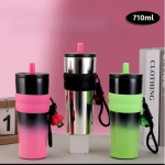 Παγούρι Θερμός 710ml Ανοξείδωτο με Καλαμάκι