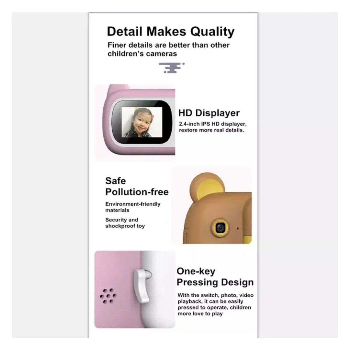 Παιδική φωτογραφική κάμερα A7 1080p childrens digital print camera - Κίτρινο