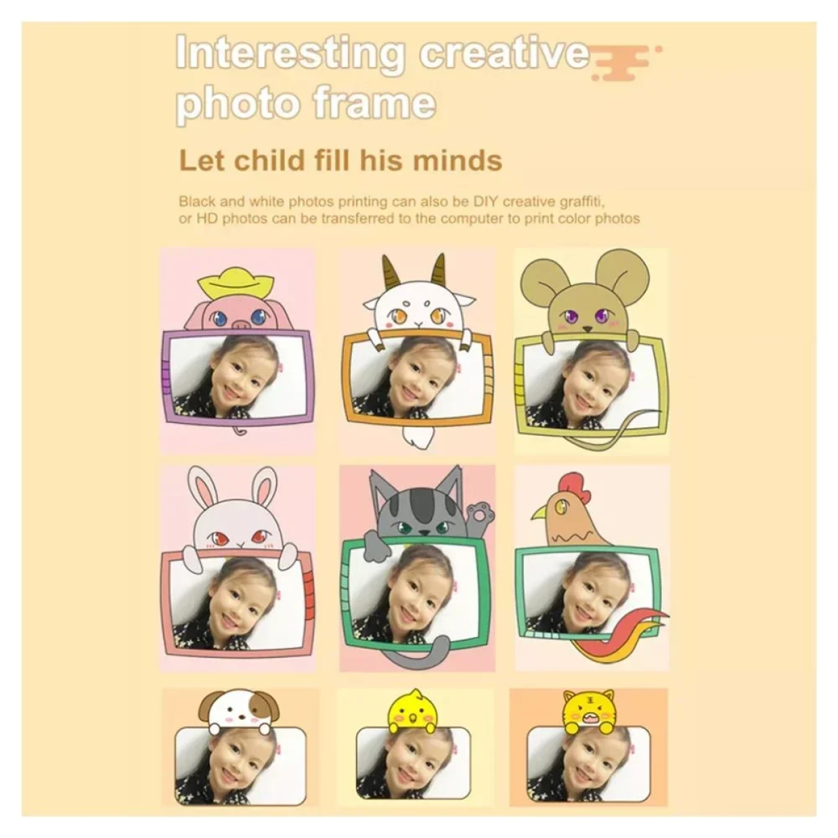 Παιδική φωτογραφική κάμερα A7 1080p childrens digital print camera - Κίτρινο