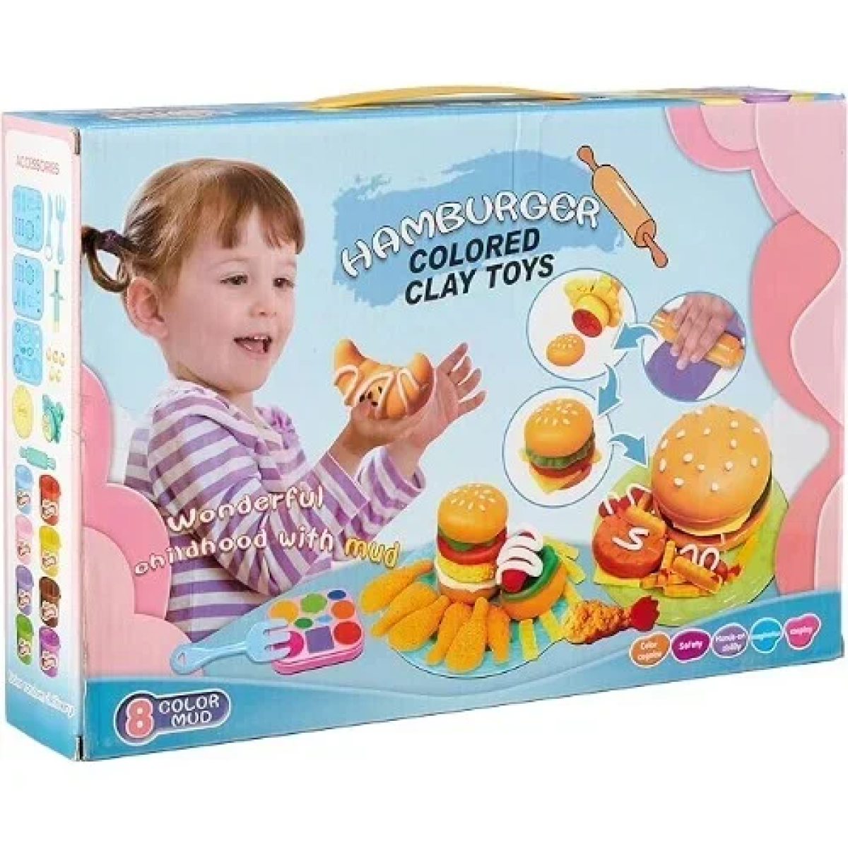 Παιδικό Σετ Δημιουργίας Burger με 8 Χρώματα Πλαστελίνης 037934 Μπλε