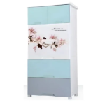 Πλαστική Συρταριέρα 139x69x49cm με 6 Συρτάρια & Σχέδιο Λουλούδια 665207 Μπλε