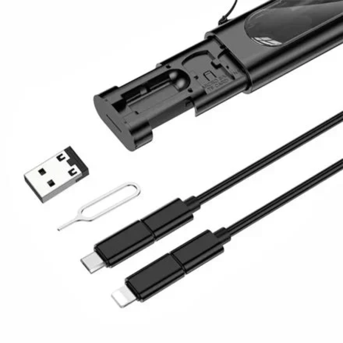 Πολυχρηστική Θήκη με Σετ Αντάπτορες USB 4 σε 1 3A Micro, Type-C, Lightning, USB-A Borofone U36