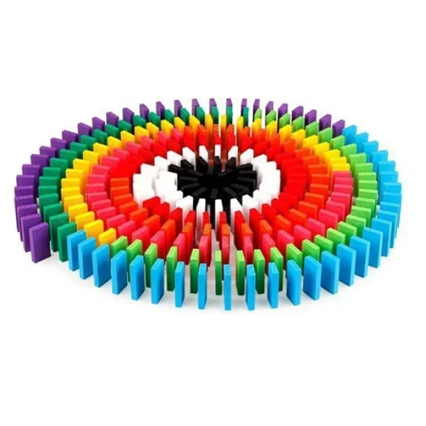 Πολύχρωμα ξύλινα domino 100τμχ ZX-018