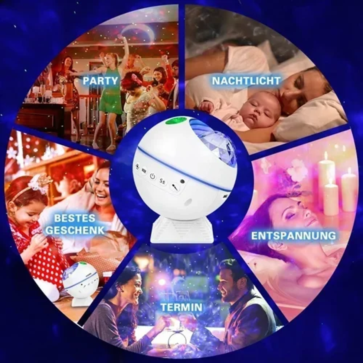 Προβολέας προτζέκτορας LED 360° Galaxy Light με 43 χρώματα, ηχείο και τηλεχειριστήριο CL-005 - Image 5