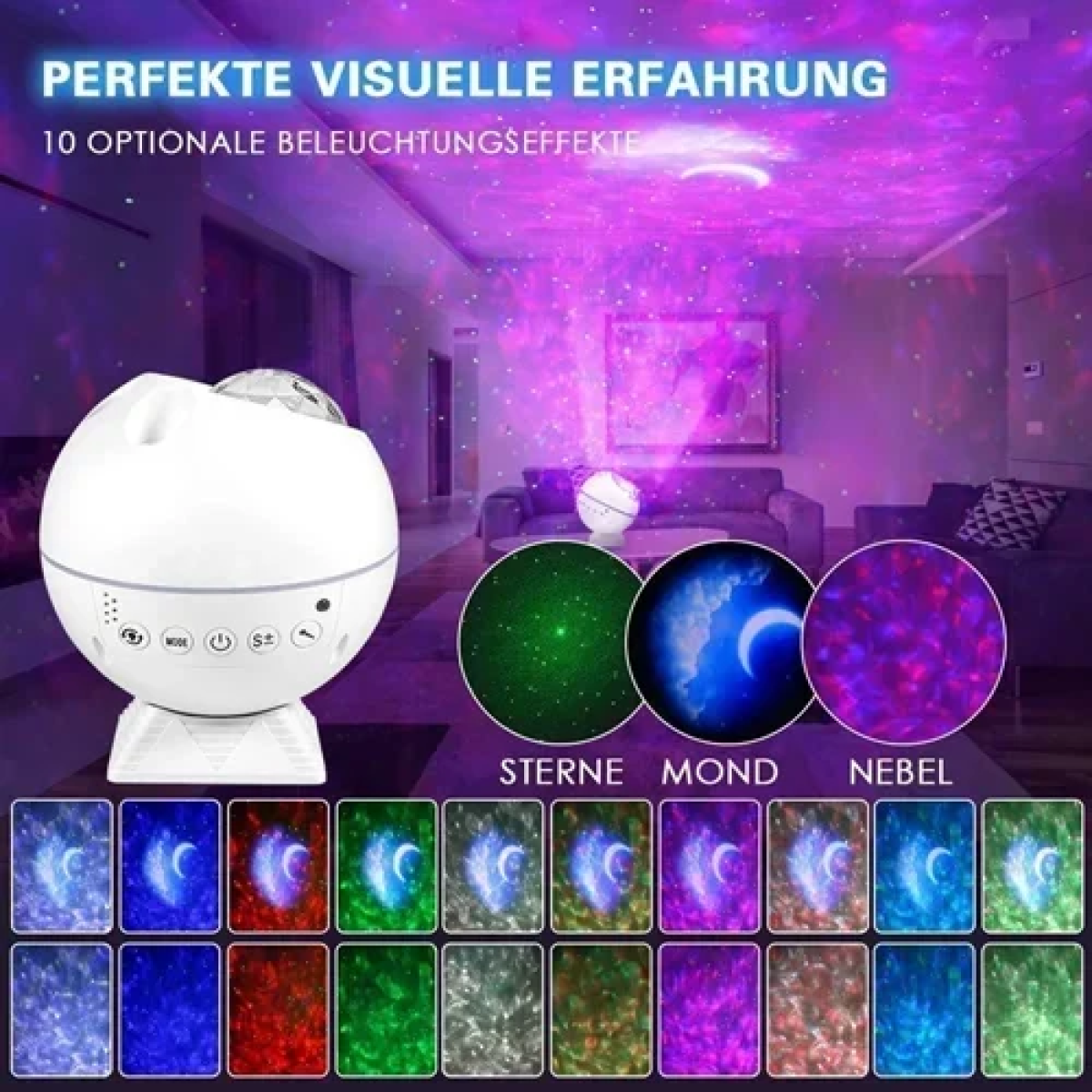 Προβολέας προτζέκτορας LED 360° Galaxy Light με 43 χρώματα, ηχείο και τηλεχειριστήριο CL-005 - Image 6