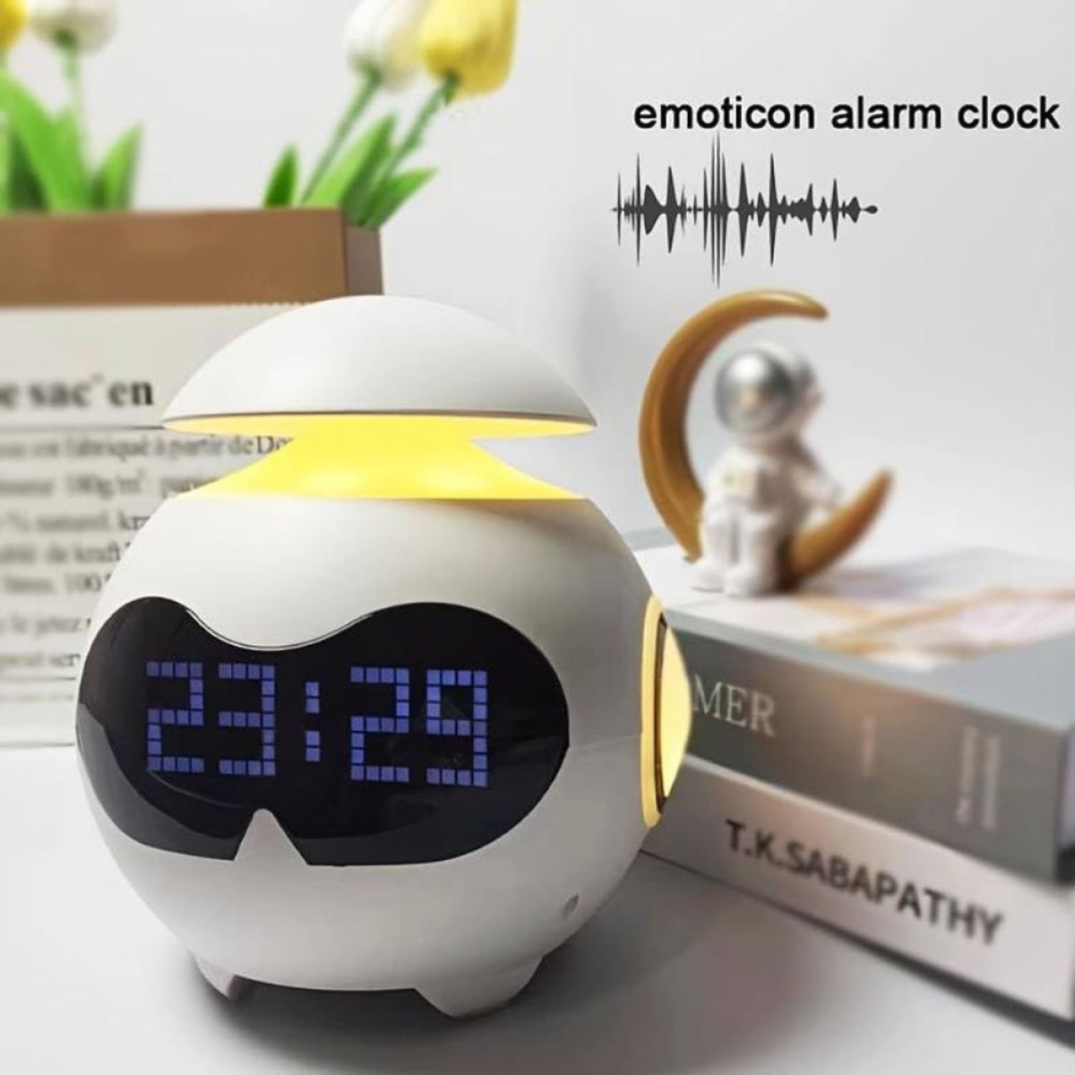 Ψηφιακό ρολόι ξυπνητήρι emoticon με οθόνη LED – ηχείο φωτιστικό ZY-2417 λευκό