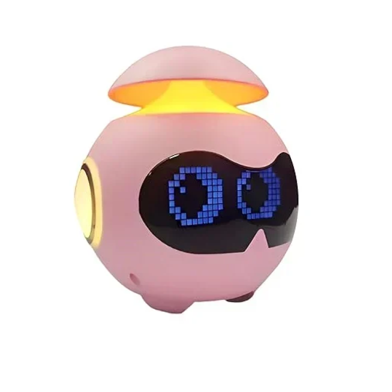 Ψηφιακό ρολόι ξυπνητήρι emoticon με οθόνη LED – ηχείο φωτιστικό ZY-2417 ροζ