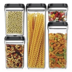 Σετ 5τμχ Δοχεία Αποθήκευσης Τροφίμων με Αεροστεγές Καπάκι Πλαστικό