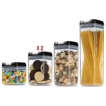 Σετ 5τμχ Δοχεία Αποθήκευσης Τροφίμων με Αεροστεγές Καπάκι Πλαστικό