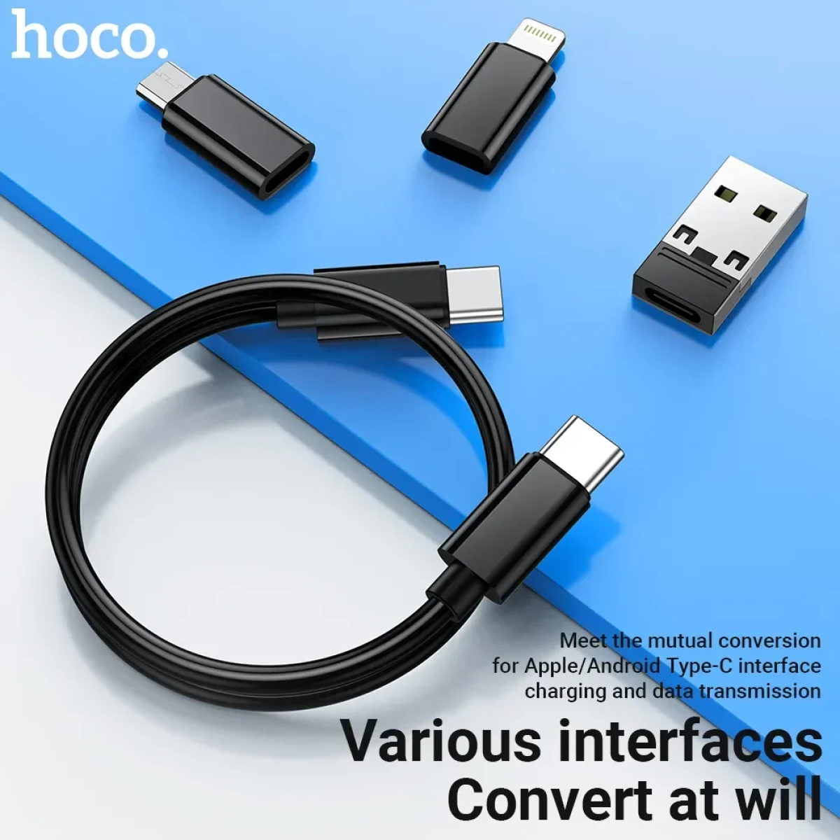 Σετ Αντάπτορες USB 6 σε 1 3A Micro, Type-C, Lightning, USB-A & Βάση Κινητού Hoco U114