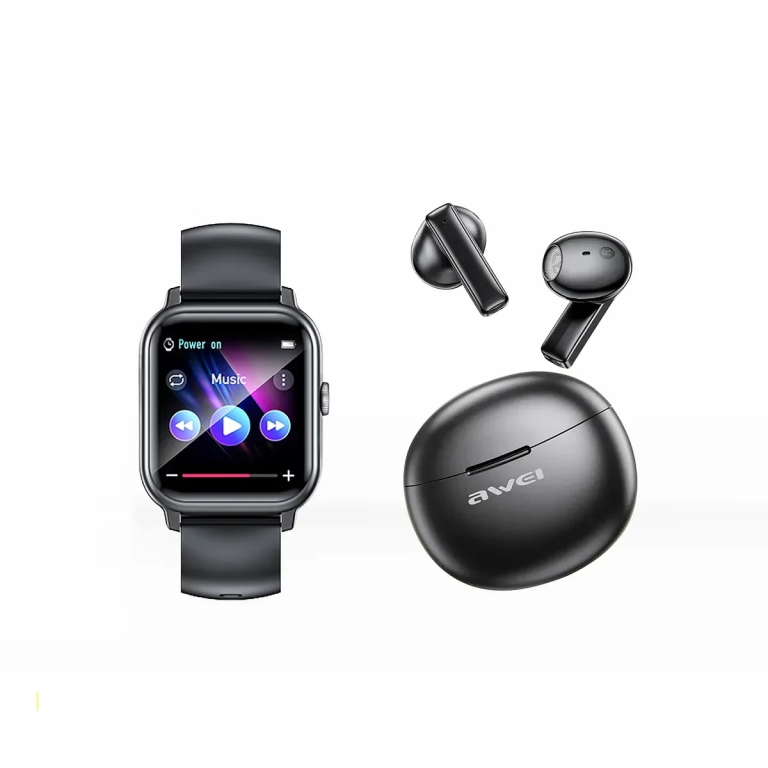 Σετ Smartwatch με Ακουστικά TWS Awei HE-2 σε μαύρο χρώμα