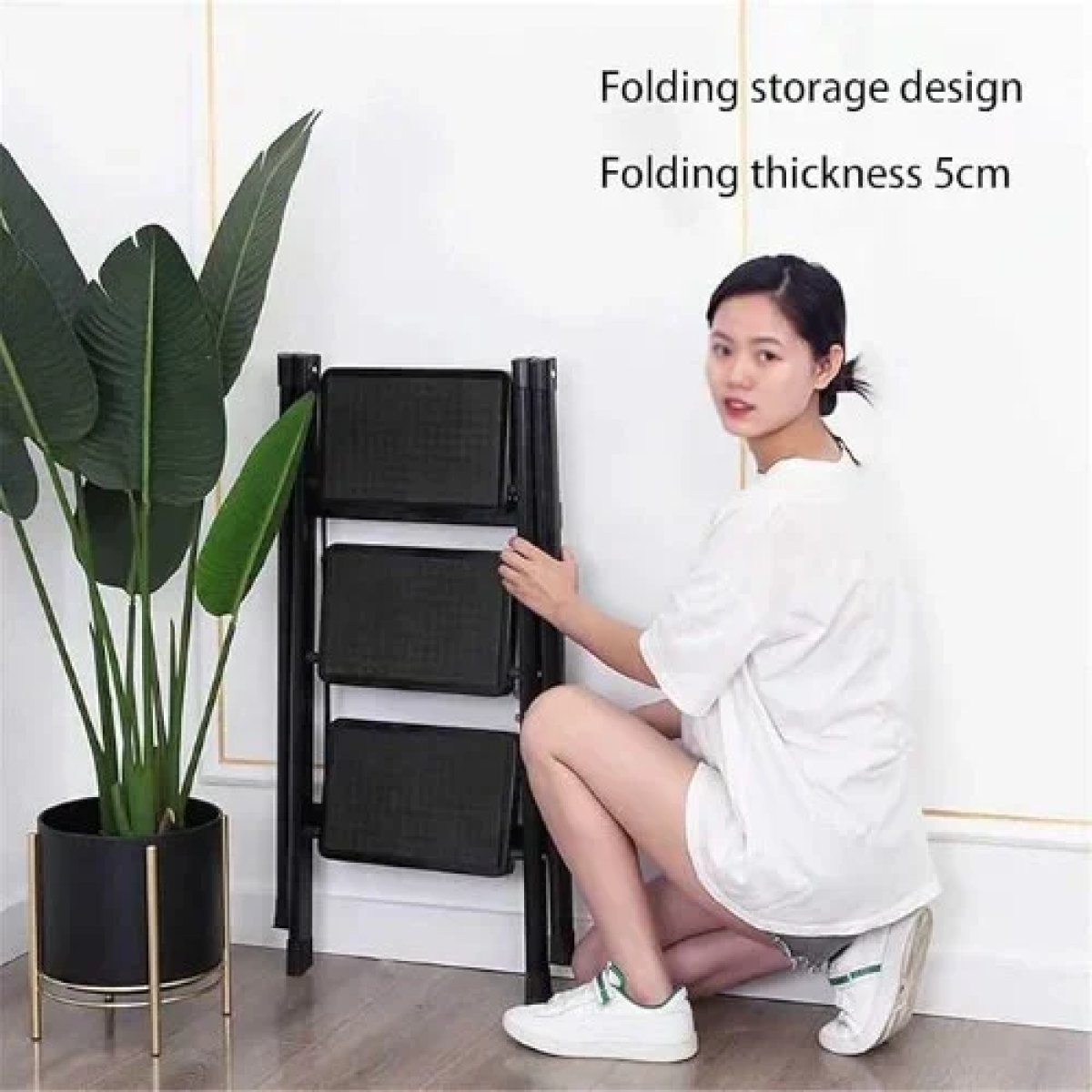 Σκαλοσκαμπό Σιδήρου 3 Σκαλιών L107-3 Μαύρο