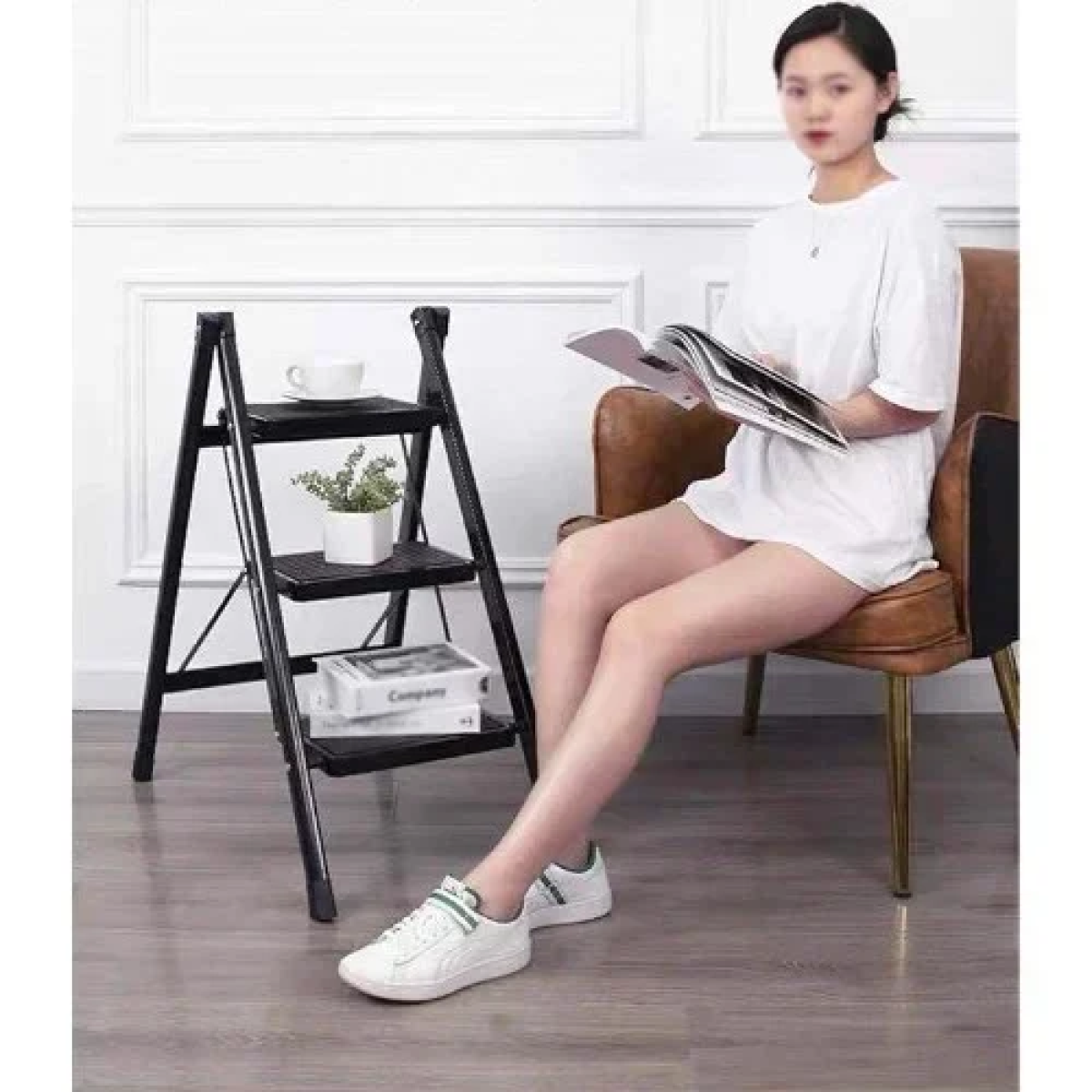 Σκαλοσκαμπό Σιδήρου 3 Σκαλιών L107-3 Μαύρο