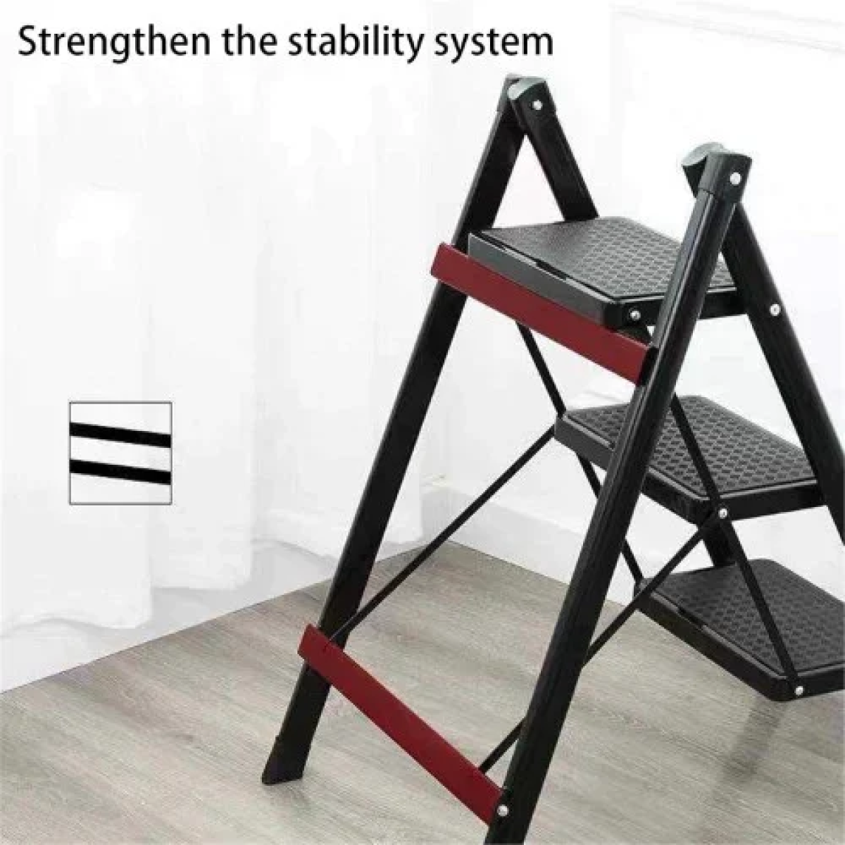 Σκαλοσκαμπό Σιδήρου 3 Σκαλιών L107-3 Μαύρο