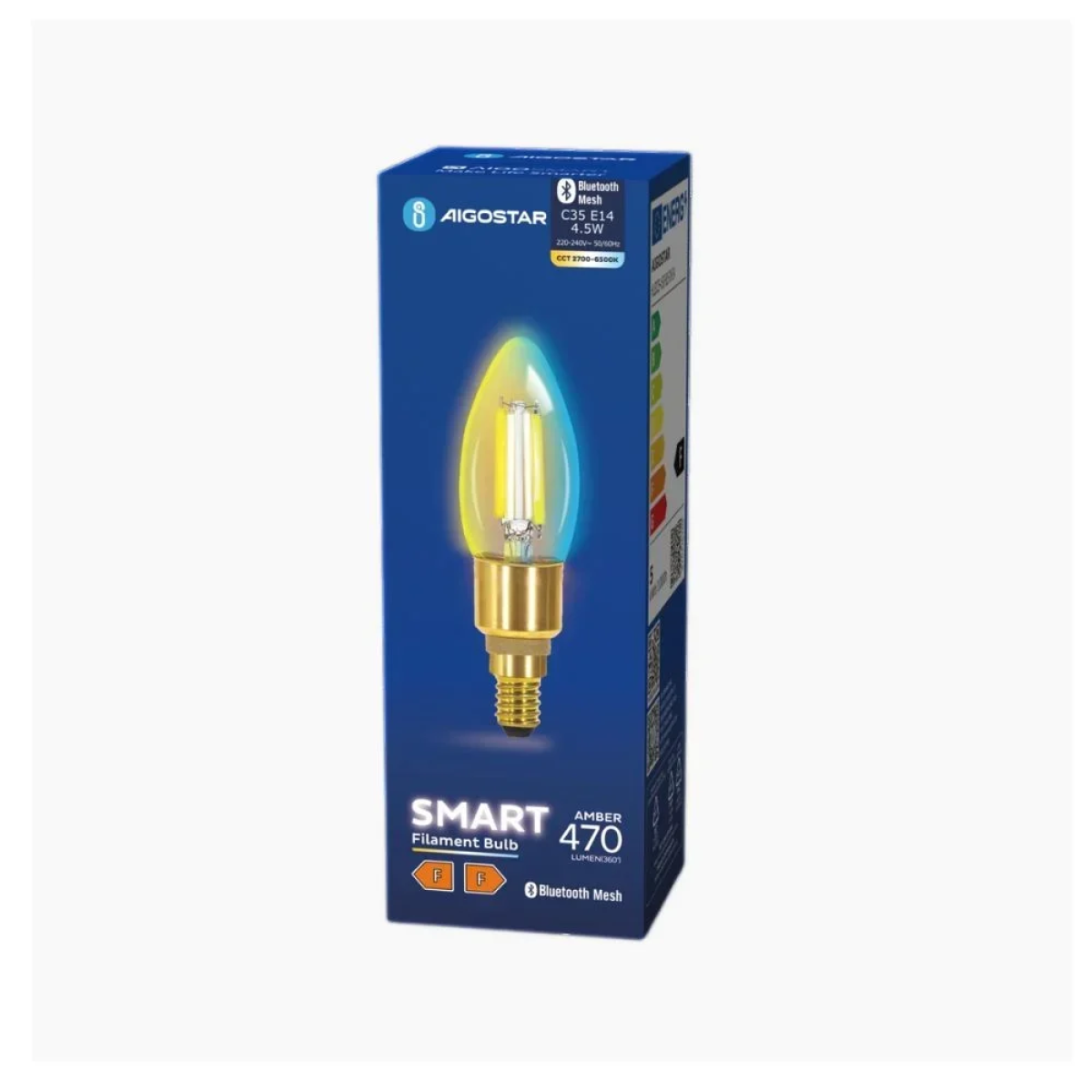 Smart Λάμπα Νήματος LED C35 E14 4.5W Aigostar Χρυσό