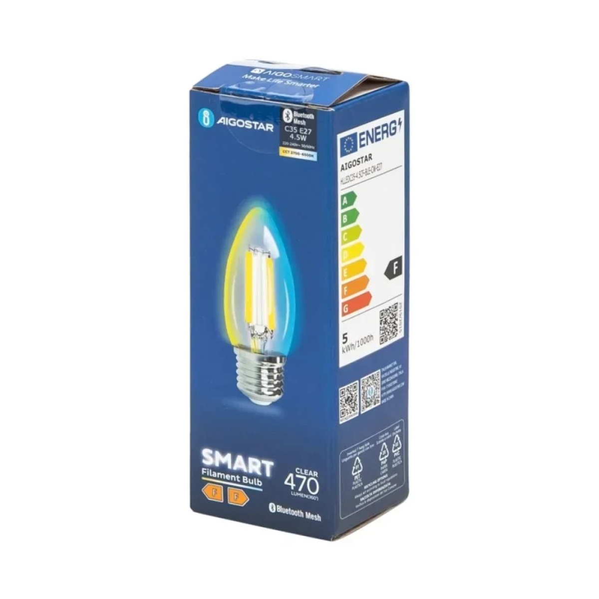 Smart Λάμπα Νήματος LED C35 E27 4.5W Aigostar
