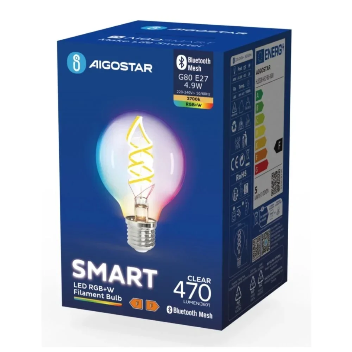 Smart Λάμπα Νήματος LED G80 E27 4.9W Aigostar