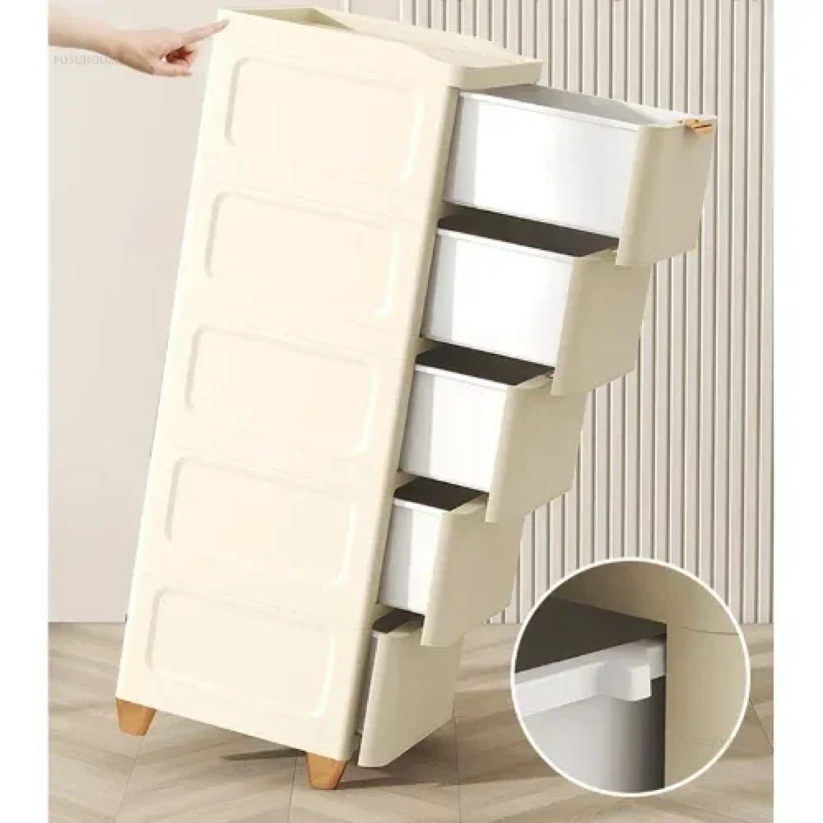 Συρταριέρα Πλαστική με 5 συρτάρια 110x35x41cm Μπεζ 13535