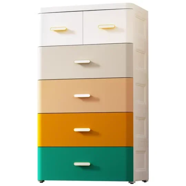 Συρταριέρα Πλαστική με 6 συρτάρια 60x43x114cm Πολύχρωμη 60155