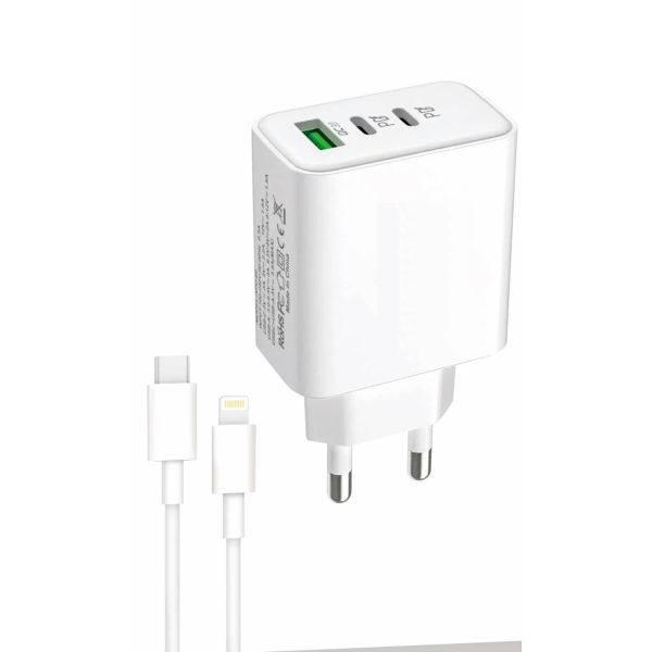 Takemore Αντάπτορας Γρήγορης Φόρτισης 140W 2 PD+QC3.0 με καλώδιο Usb-c σε Lightning